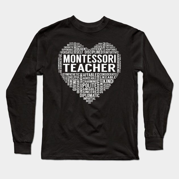 Montessori Teacher Heart Long Sleeve T-Shirt by LotusTee